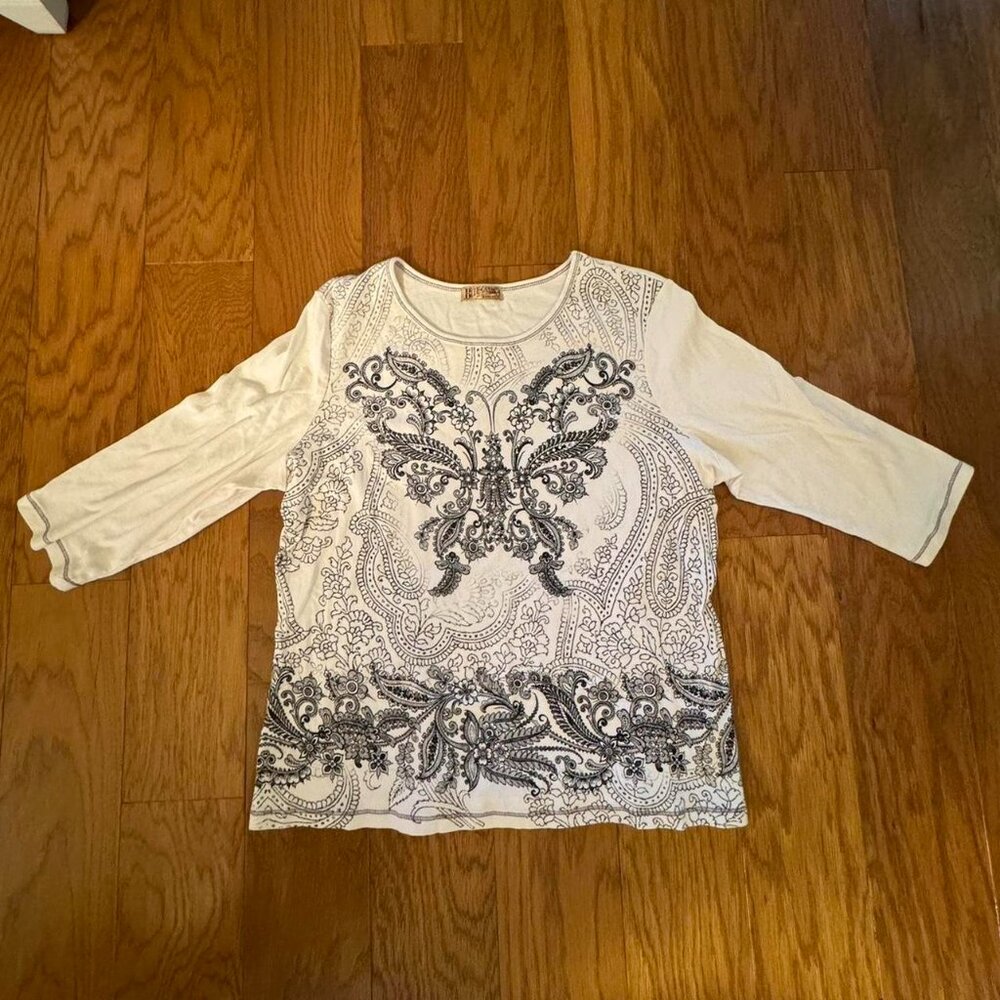 vtg Blue Canyon beaded butterfly top